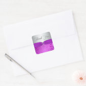 Silver and Purple Damask Thank You Sticker (Envelope)