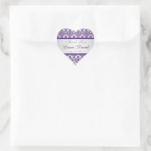 Silver and Purple Damask Wedding Favor Sticker (Bag)