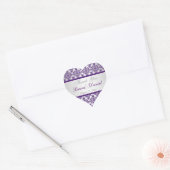Silver and Purple Damask Wedding Favor Sticker (Envelope)