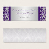 Silver and Purple Damask Wedding Favor Tag (Front & Back)