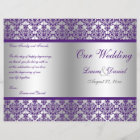 Silver and Purple Damask Wedding Program