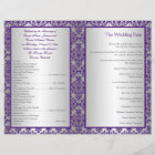 Silver and Purple Damask Wedding Program