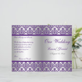 Silver and Purple Damask Wedding Program (Standing Front)
