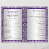Silver and Purple Damask Wedding Program (Back)