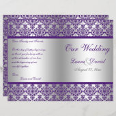 Silver and Purple Damask Wedding Program (Front/Back)