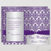 Silver and Purple Damask Wedding Program II (Front/Back)