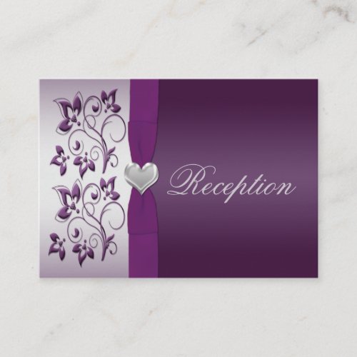Silver and Purple Floral Enclosure Card Business Cards