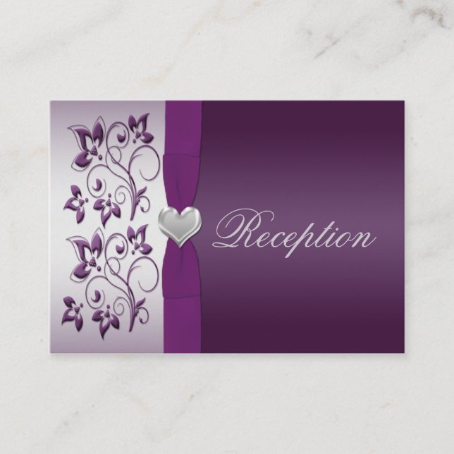 Silver and Purple Floral Enclosure Card (Front)