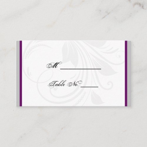 Silver and Purple Floral Heart Wedding Place Cards Business Card Template