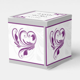 Silver and Purple Floral Scroll Wedding Favor Box