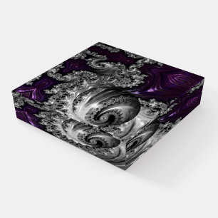 Silver and Purple Fractal Vortex Paperweight
