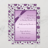 Silver and Purple Glitter Polka Dots Reply Card (Front/Back)