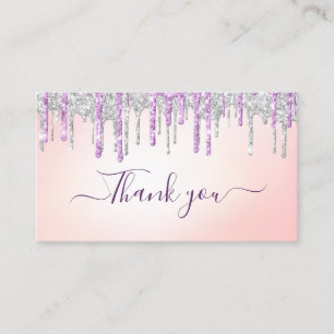 silver and purple glitter thank you script insert