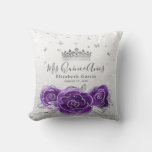 Silver And Purple Rose Quinceanera Mis Quince Anos Throw Pillow at Zazzle