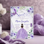 Silver and Purple Sweet Sixteen Birthday Party Invitation<br><div class="desc">Silver and Purple Sweet Sixteen Birthday Party</div>