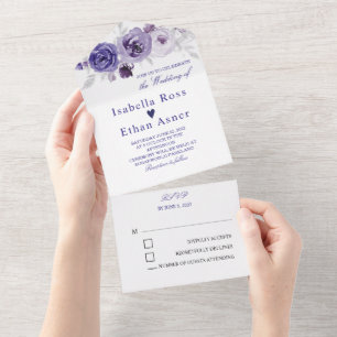 Silver and Purple Wedding Invitations