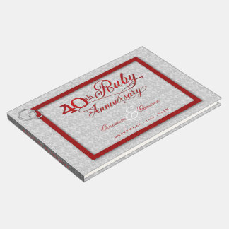 Silver and Red 40th Ruby Anniversary with Photo Guest Book
