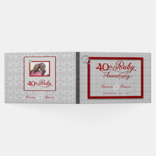 Silver and Red 40th Ruby Anniversary with Photo Guest Book