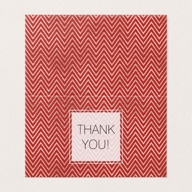 Silver and Red Chevron Stripes Thank you (Outside Unfolded)