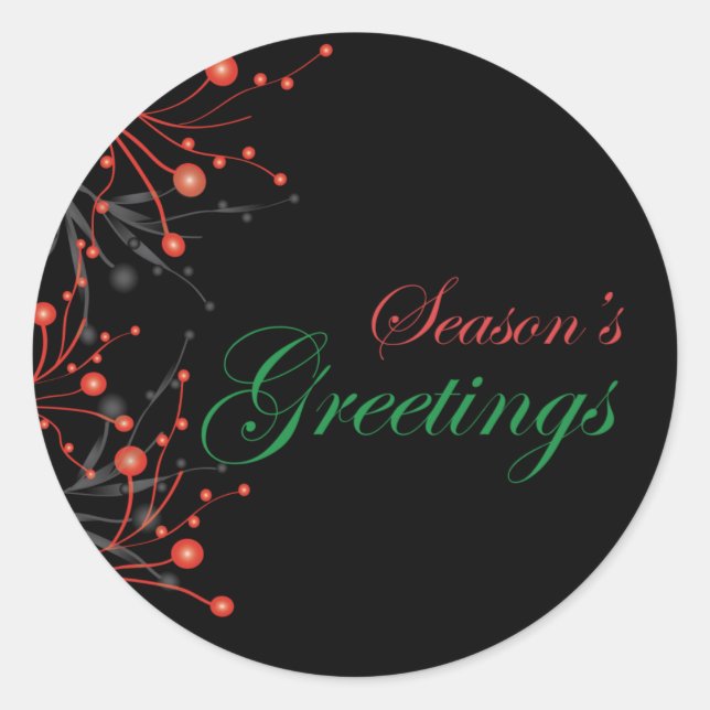 Silver and Red Christmas Berry Sticker (Front)