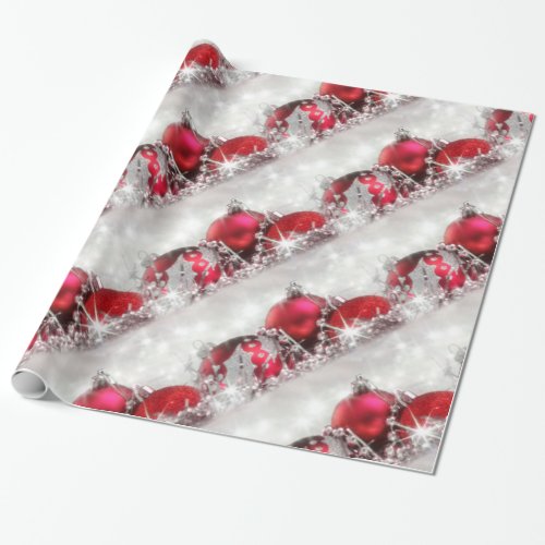 Silver And Red Christmas Wrapping Paper