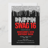 Silver and Red Drippin Swag 16 Birthday