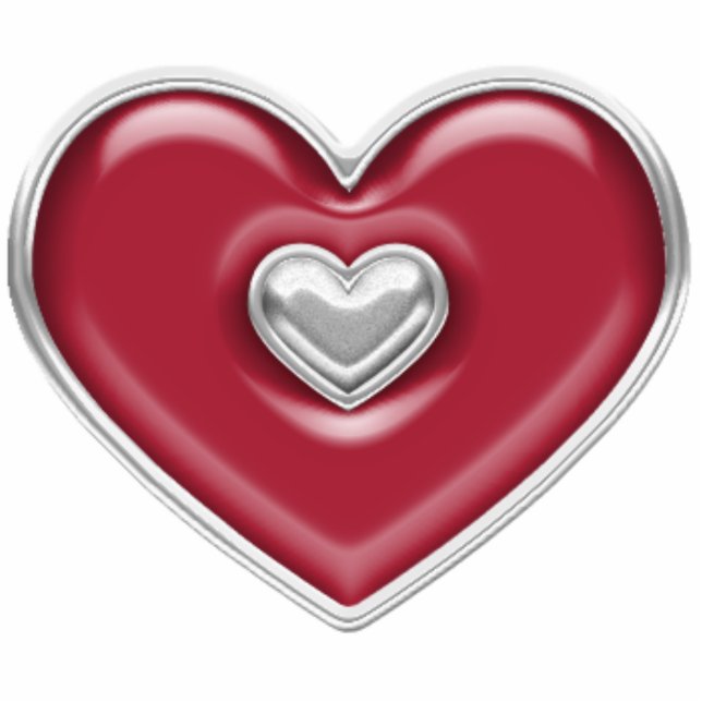 Silver and Red Filled Heart Statuette (Front)