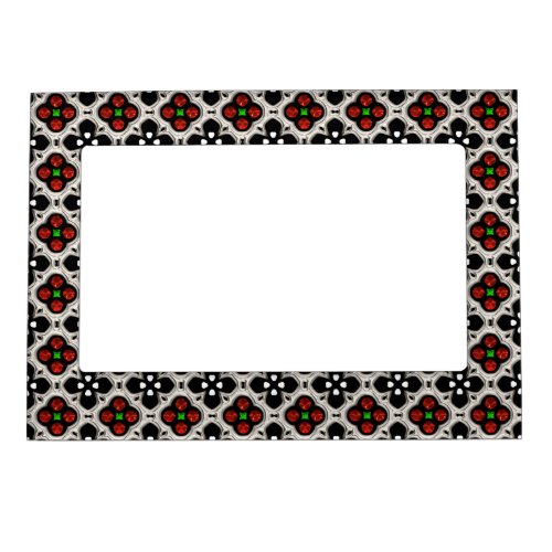 Silver and Red Holiday Bling Magnetic Photo Frame