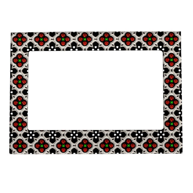 Silver and Red Holiday Bling Magnetic Photo Frame (Front)