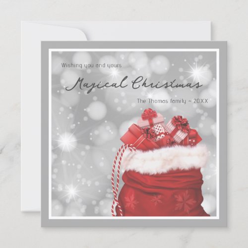 Silver and Red Magical Sparkly Christmas Cards