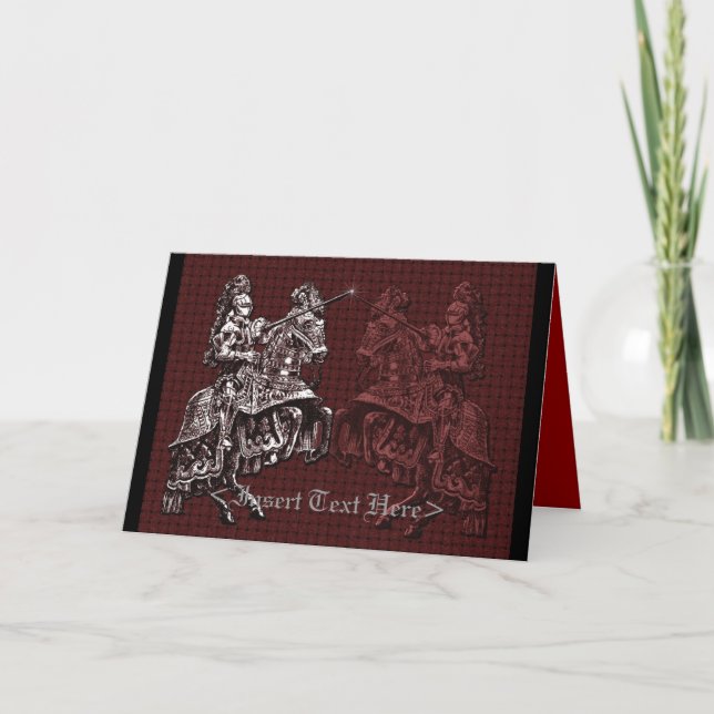 Silver and Red Medieval Knights Greeting Card (Front)