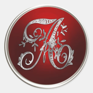 Silver and Red Monogram A Envelope Seal