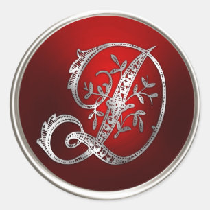 Silver and Red Monogram D Envelope Seal