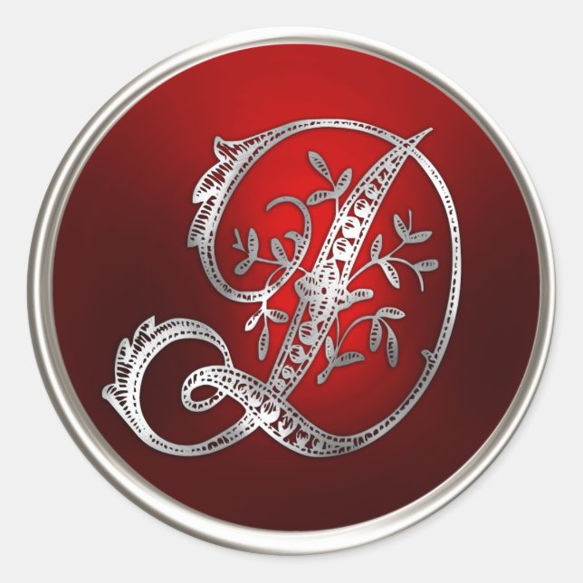 Silver and Red Monogram D Envelope Seal (Front)
