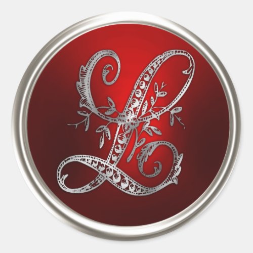Silver and Red Monogram L Envelope Seal