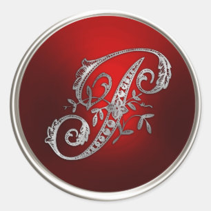 Silver and Red Monogram P Envelope Seal