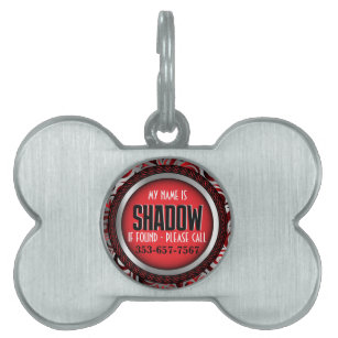 Silver and Red   Personalize Pet ID Tag
