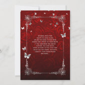 Silver and Red Rose Elegant Quinceanera Invitation (Back)