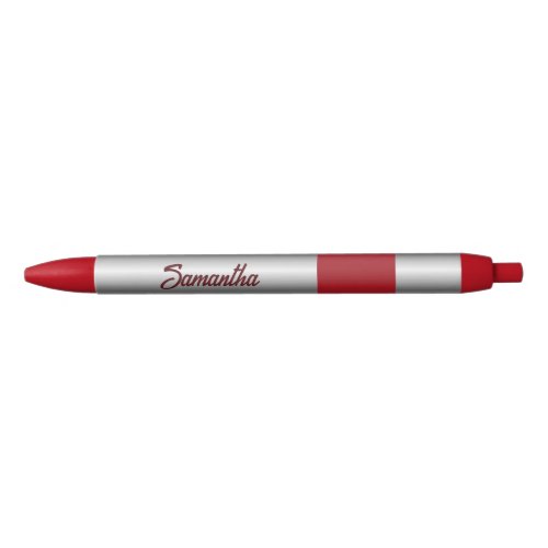 Silver and red stripe black ink pen