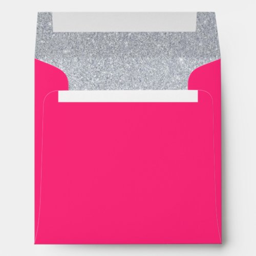 Silver and Rose Tourmaline Pink Sparkly Glitter Envelope