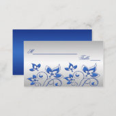 Silver and Royal Blue Floral Placecards (Front/Back)