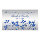 Silver and Royal Blue Floral Wedding Favor Tag