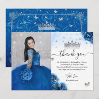 Silver and Royal Blue Quinceañera Photo Birthday
