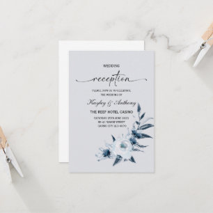 Silver and Royal Blue Reception Invitation