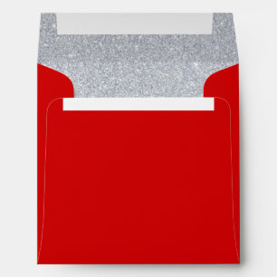 Silver and Ruby Red Sparkly Birthday Invitation Envelope