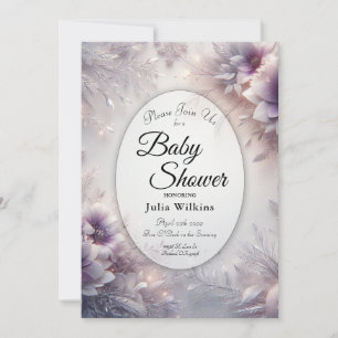 Silver and Soft Amethyst Winter Baby Shower Invitation