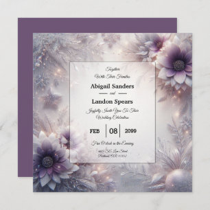 Silver and Soft Amethyst Winter Blooms Wedding Invitation
