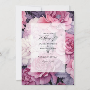 Silver and Soft Pink Floral Spring Wedding Invitation