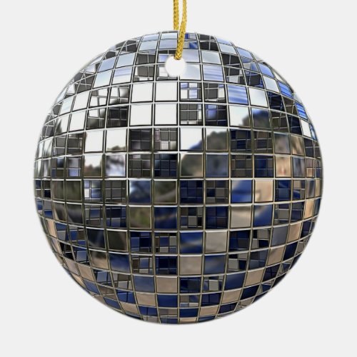 Silver and some Blue Disco Ball Mirror Ornament