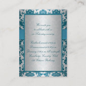 Silver and Teal Damask Enclosure Card (Back)